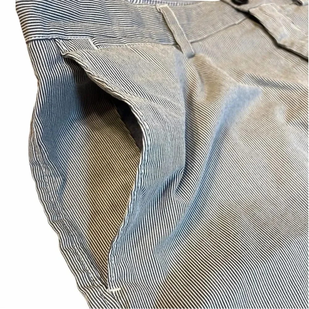 Mens Blue White Pinstripe Chino Shorts Size 35 Banana Republic Aiden Cotton